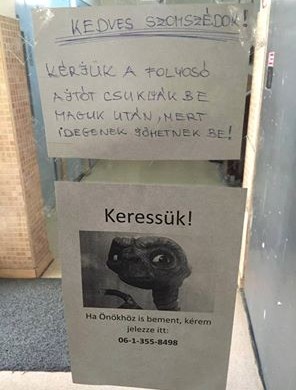 ET visszatért! Legalábbis egy társasházi üzenet szerint…