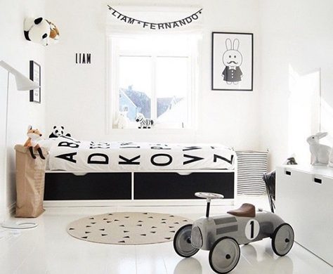 Fekete-fehér gyerekszobák? Miért is ne?